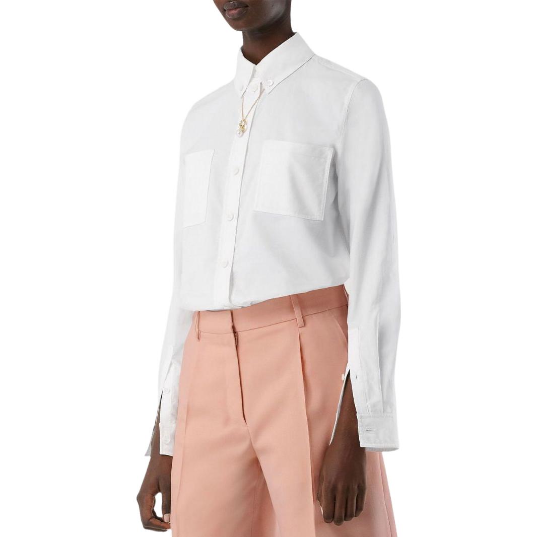 (Women) Burberry FW22  Solid White Long Sleeve Cotton Poplin Shirt. 8057335 圖 5