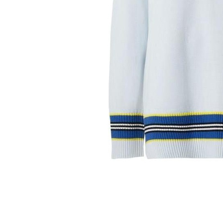 Lookbook (Women) Burberry FW22  Striped Color-Block V-Neck Knit Sweater Blue. 80397631