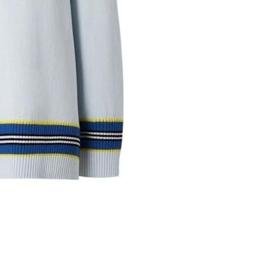 (Women) Burberry FW22 Striped Color-Block V-Neck Knit Sweater Blue. 80397631 Details for (Women) Burberry FW22 Striped Color-Block V-Neck Knit Sweater Blue. 80397631