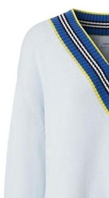 (Women) Burberry FW22 Striped Color-Block V-Neck Knit Sweater Blue. 80397631 Sizing (Women) Burberry FW22 Striped Color-Block V-Neck Knit Sweater Blue. 80397631