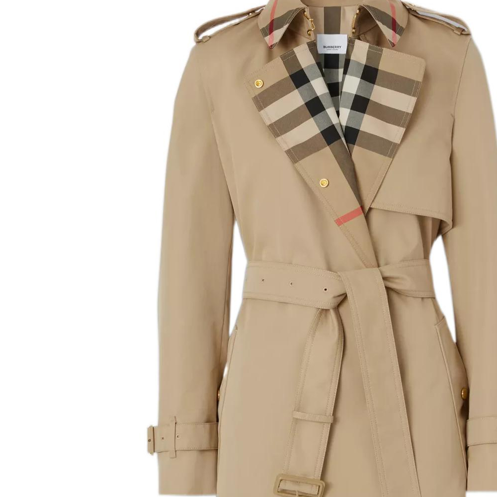 (Women) Burberry FW22  Trench Coat with Belt and Check Collar in Khaki. 80607351 圖 6