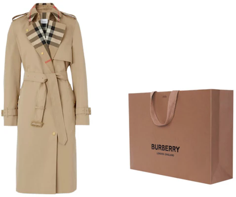 (W) Burberry FW22 卡其色腰帶格紋領風衣外套. 80607351 Cheap (W) Burberry FW22 卡其色腰帶格紋領風衣外套. 80607351