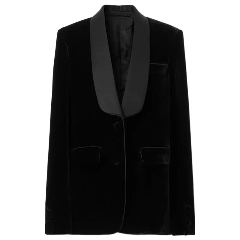 (Women) Burberry FW22  Velvet Jacket with Satin Trim Black 80620091