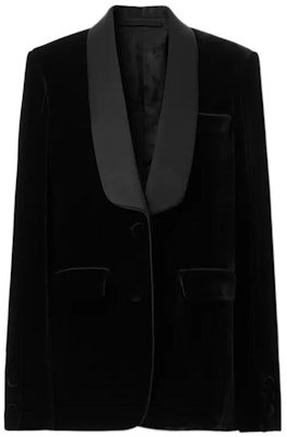 (W) Burberry FW22 絲絨黑色外套搭配緞面滾邊 80620091 Buy (W) Burberry FW22 絲絨黑色外套搭配緞面滾邊 80620091