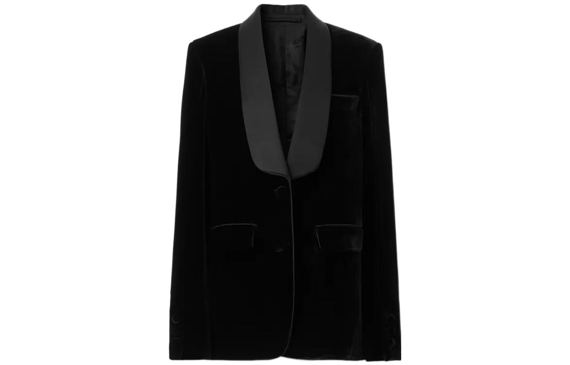 Order (W) Burberry FW22 絲絨黑色外套搭配緞面滾邊 80620091