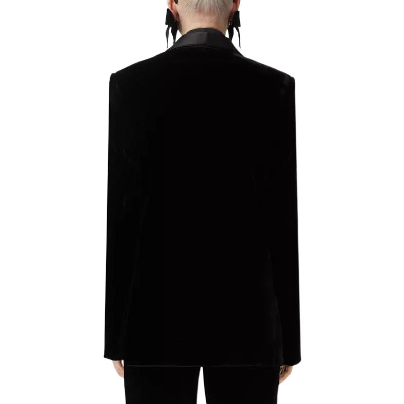 Shop (W) Burberry FW22 絲絨黑色外套搭配緞面滾邊 80620091