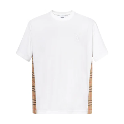 (Women) Burberry FW22 White Check Side Oversized Crewneck T-Shirt. 80615531