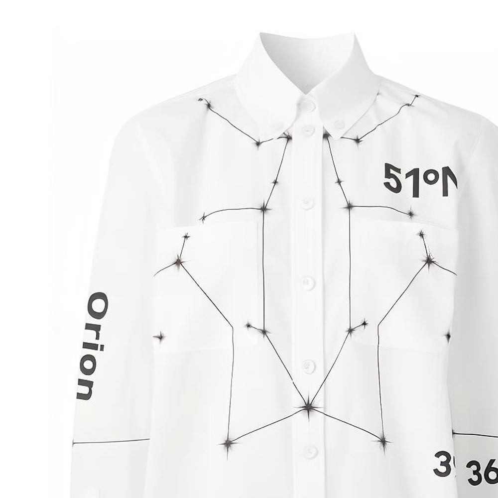 Details for (W) 博柏利 2022秋冬 白色星座印花长袖衬衫 80611571