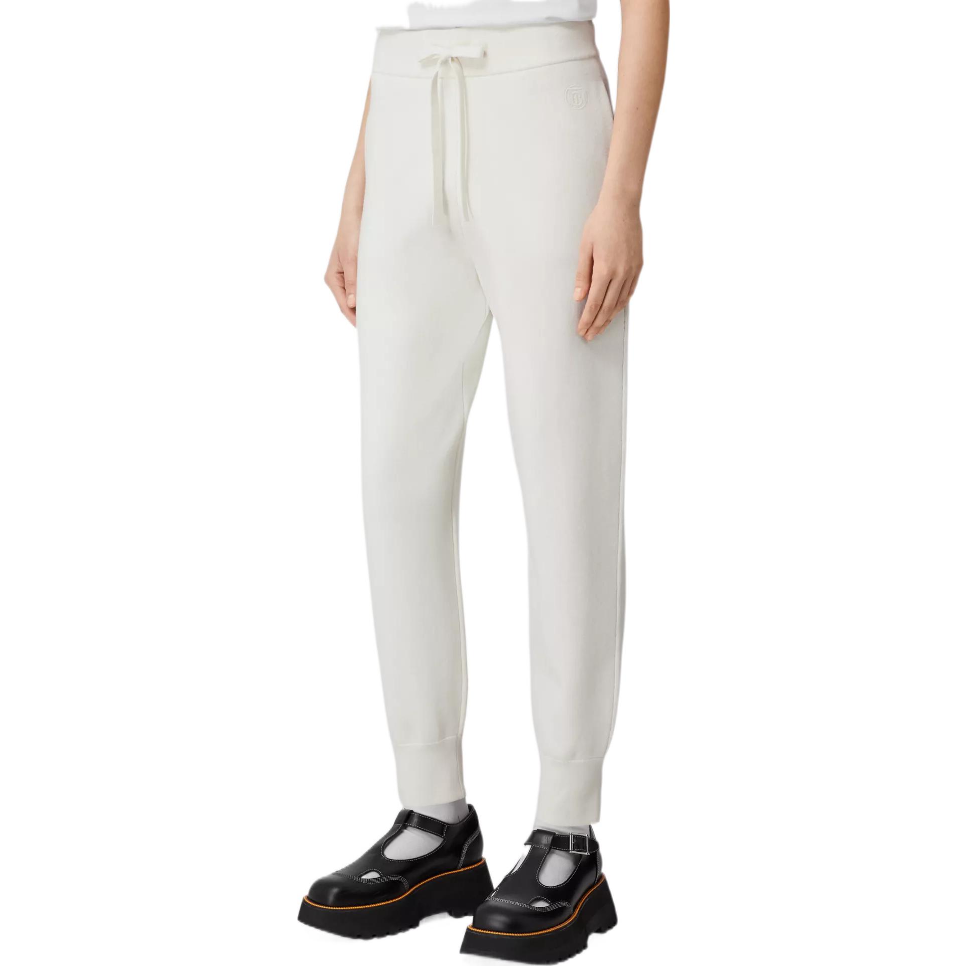 Purchase (W) Burberry FW22 Seluar Jogger Putih Knit dengan Logo Monogram. 80586051