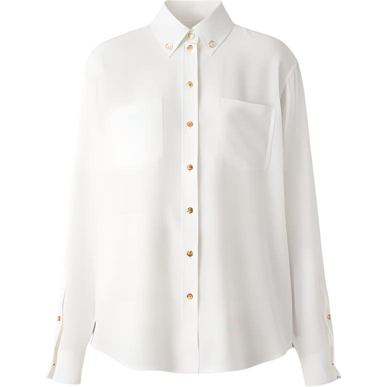 (Women) Burberry FW22  White Solid Pocket Front Shirt 80554451 圖 2