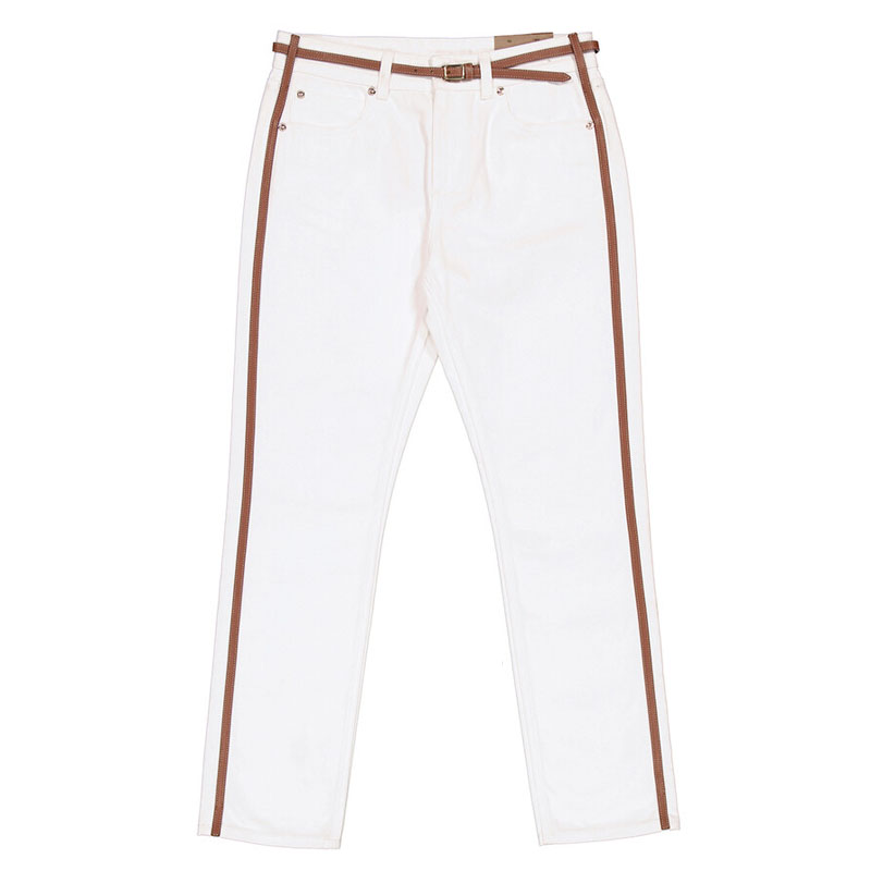 (Women) Burberry FW22  White Straight-Leg Jeans with Side Stripes. 80165411