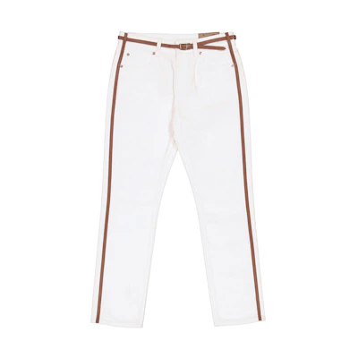 (Women) Burberry FW22 White Straight-Leg Jeans with Side Stripes. 80165411