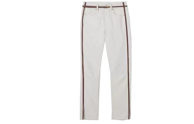 (Women) Burberry FW22  White Straight-Leg Jeans with Side Stripes. 80165411 圖 2