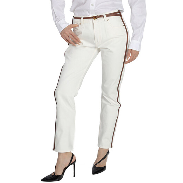 (Women) Burberry FW22  White Straight-Leg Jeans with Side Stripes. 80165411 圖 3