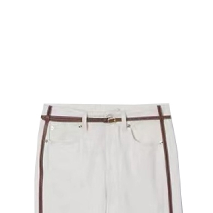 (Women) Burberry FW22  White Straight-Leg Jeans with Side Stripes. 80165411 圖 4