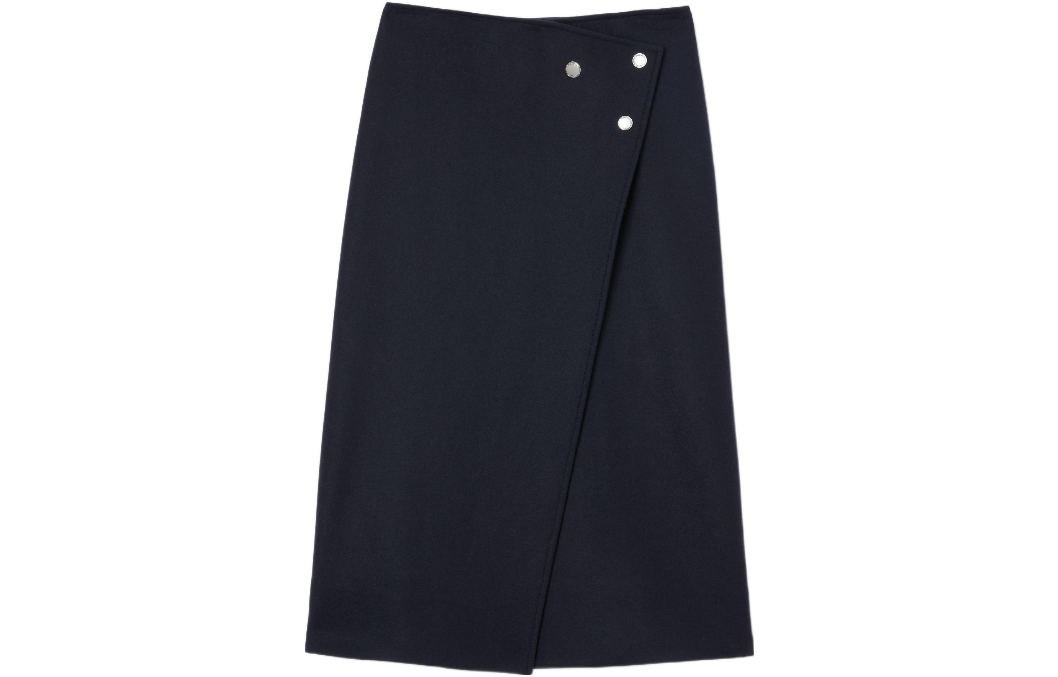 (Women) Burberry FW22  Wool-Blend Wrap Midi Skirt in Dark Charcoal Blue. 80586801 圖 2