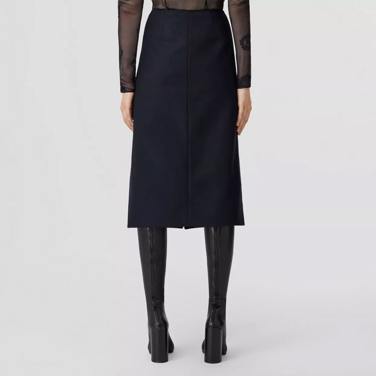 (Women) Burberry FW22  Wool-Blend Wrap Midi Skirt in Dark Charcoal Blue. 80586801 圖 4