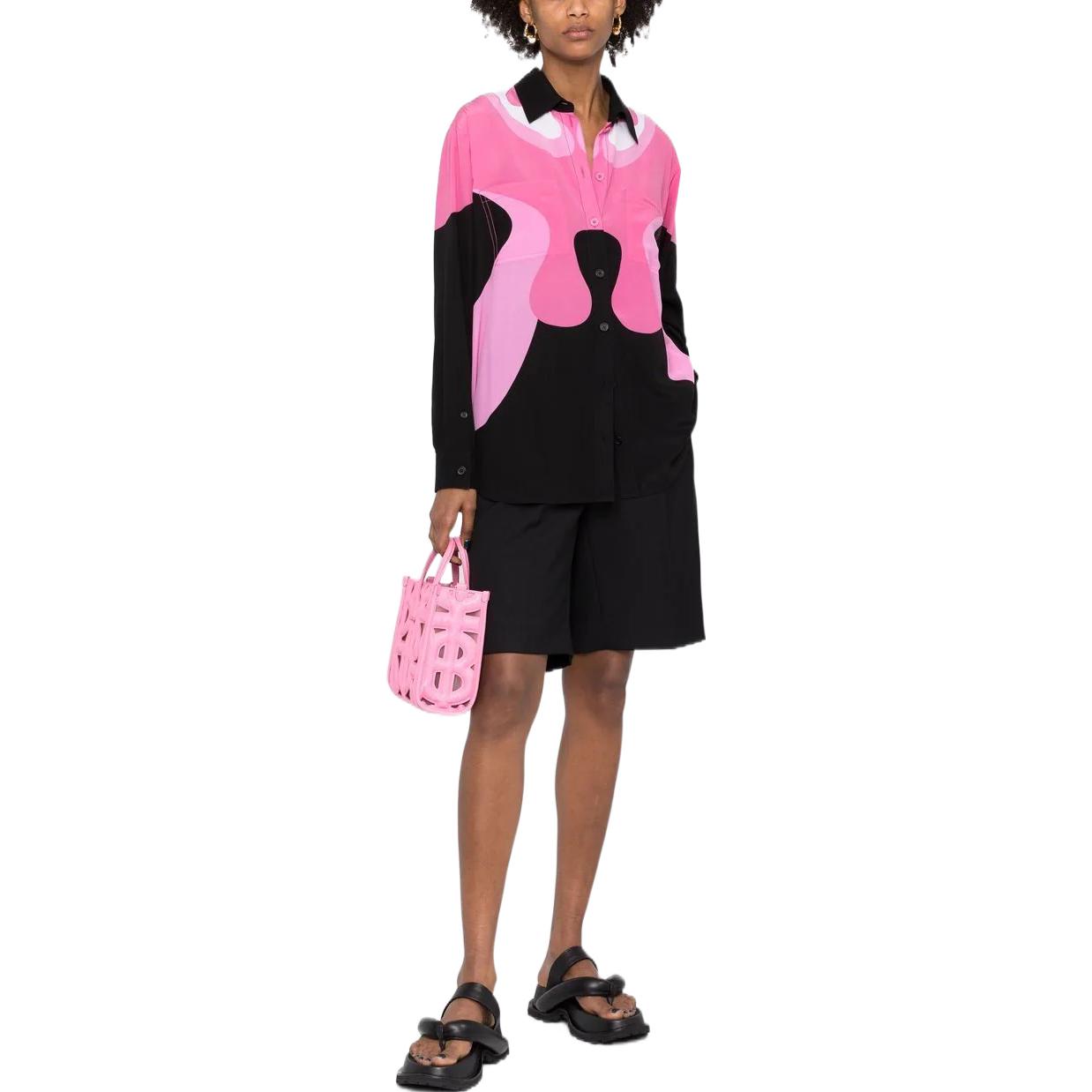 (Women) Burberry FW22 Abstract Pattern Colorblock Printed Shirt Pink Women’s 80546221 圖 3