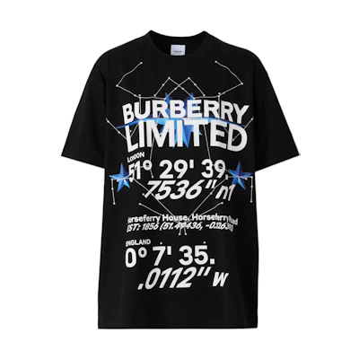 (Women) Burberry FW22 Allover Logo Oversized T-Shirt Black. 80565831