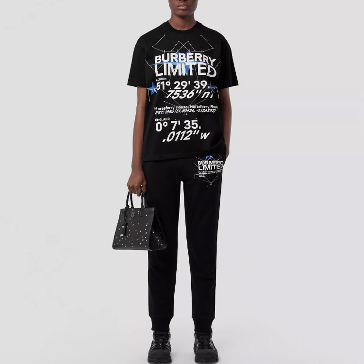 (Women) Burberry FW22 Allover Logo Oversized T-Shirt  Black. 80565831 圖 3