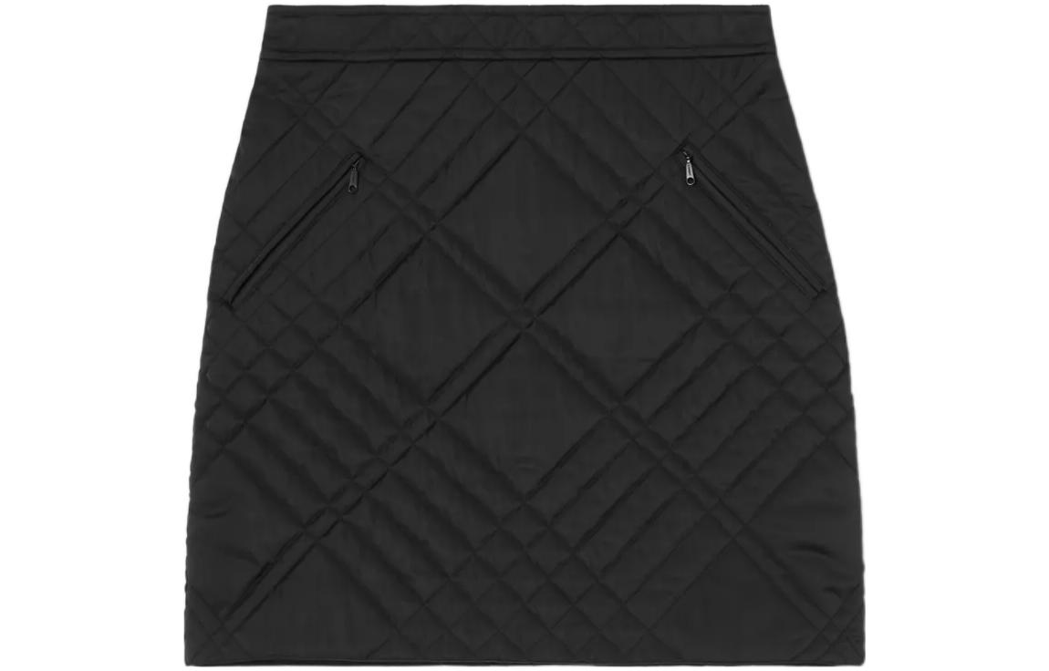 (Women) Burberry FW22 Black Quilted Check Mini Skirt with Zip Pocket 80609631 圖 2