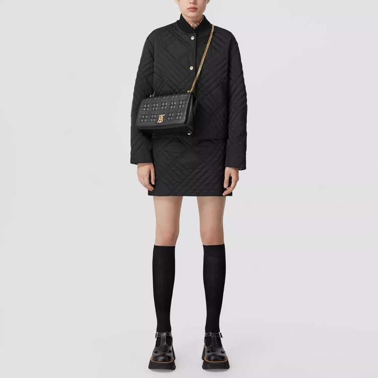(Women) Burberry FW22 Black Quilted Check Mini Skirt with Zip Pocket 80609631 圖 3