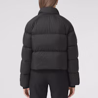 Shop (W) Burberry FW22 Jaket Puffer Leher Tinggi Zip Hitam Pendek. 80447301
