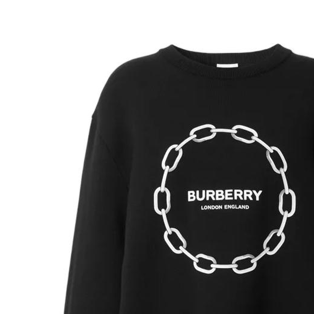 Lookbook (W) バーバリー FW22 チェーンレタープリント クルーネックセーター レディース ブラック 80632391