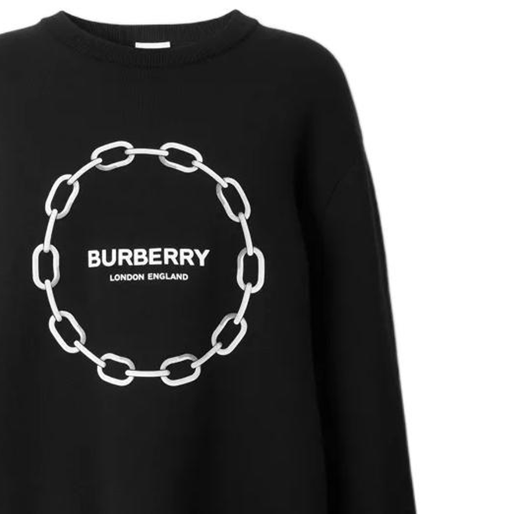 Details for (W) バーバリー FW22 チェーンレタープリント クルーネックセーター レディース ブラック 80632391