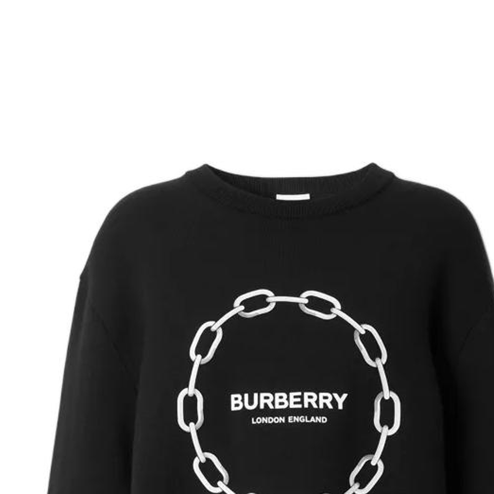 Sizing (W) バーバリー FW22 チェーンレタープリント クルーネックセーター レディース ブラック 80632391