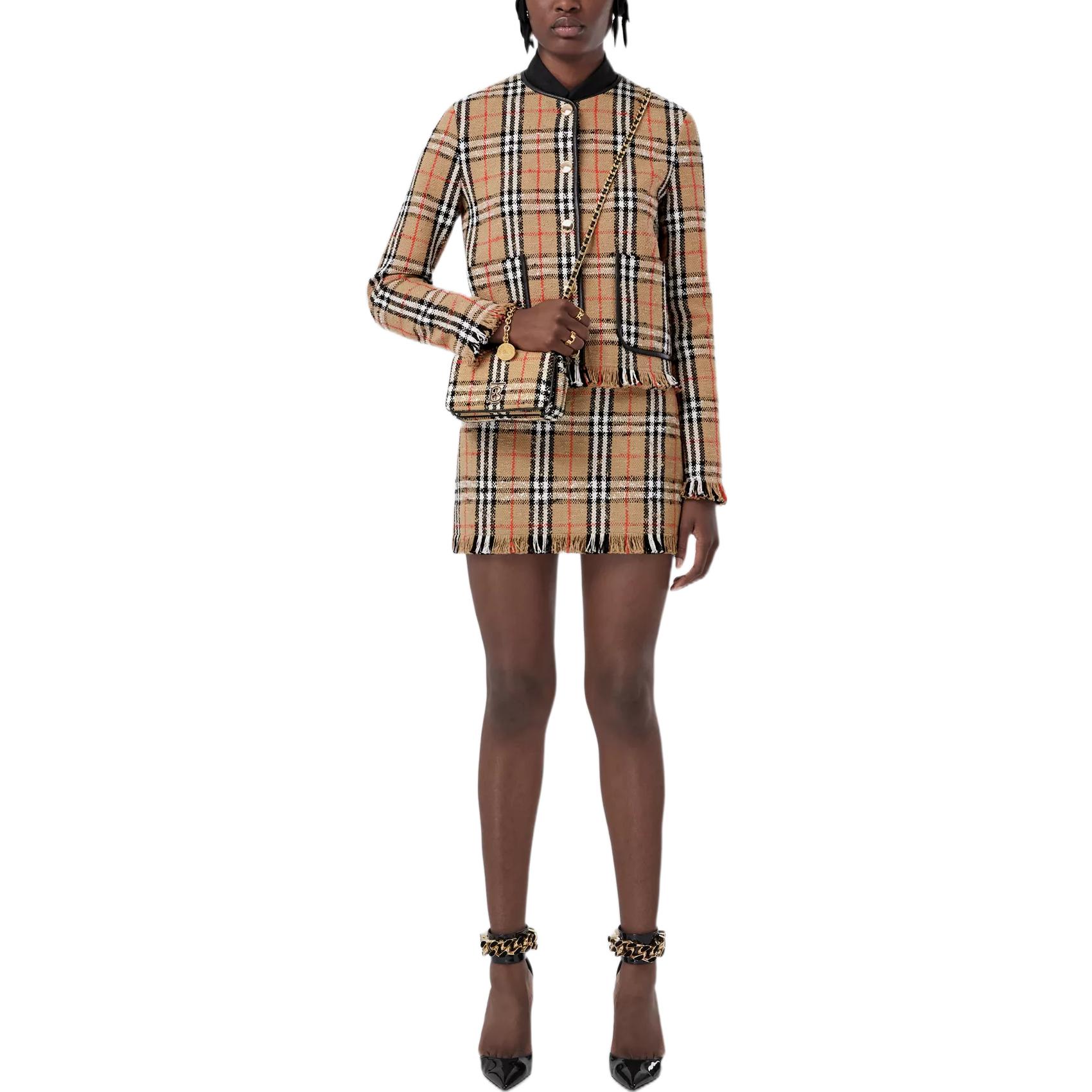 (Women) Burberry FW22 Check Fringe Mini Skirt Beige  Casual Skirt. 80632281 圖 3