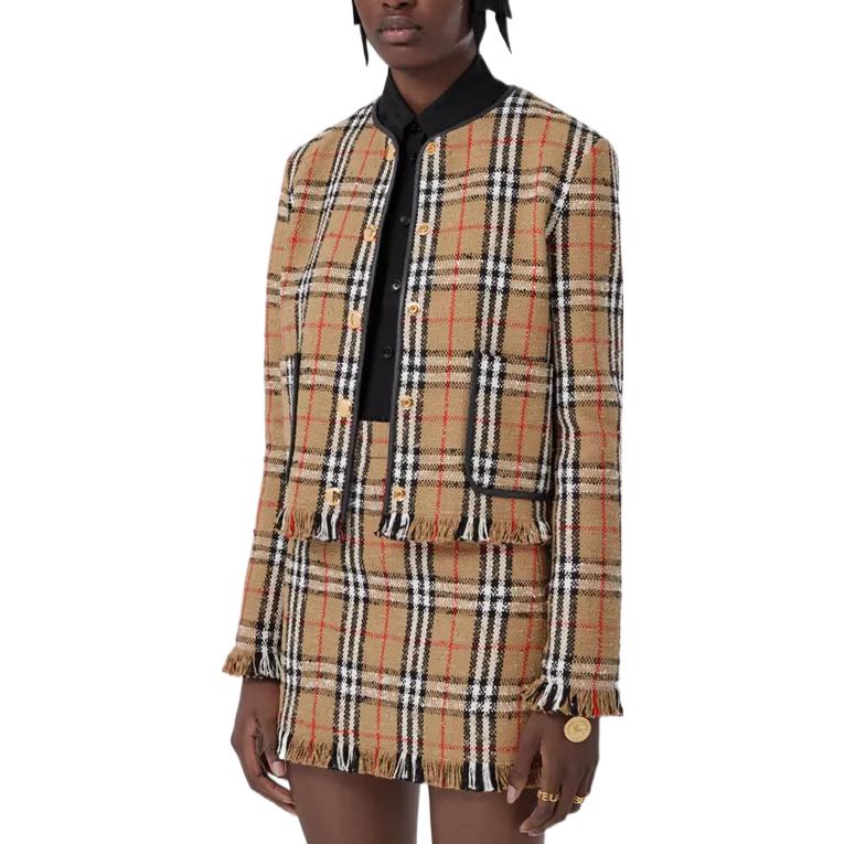 (Women) Burberry FW22 Check Fringe Mini Skirt Beige  Casual Skirt. 80632281 圖 5