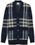 Buy (Women) Burberry FW22 Contrast Check V-Neck Wool Knit Cardigan Dark Charcoal Blue 80590881