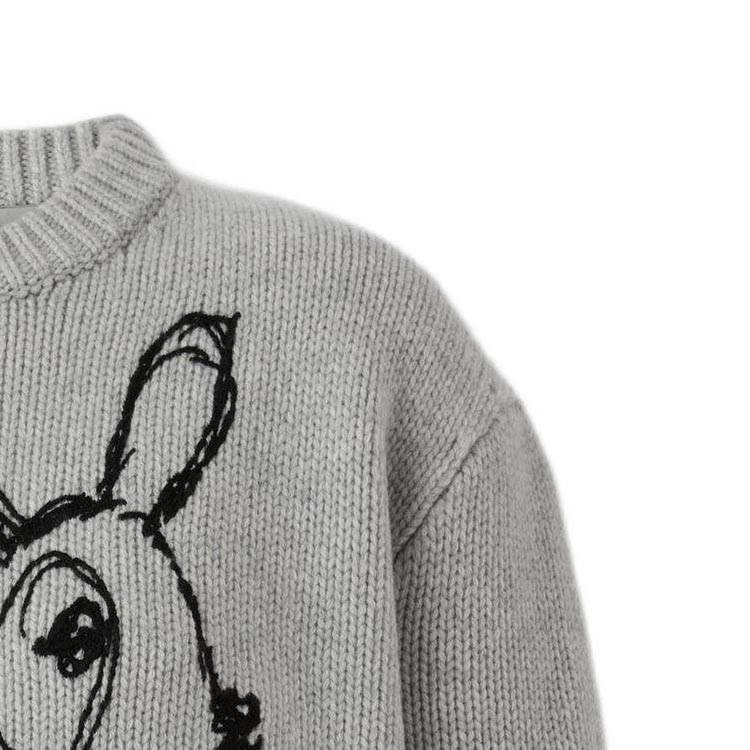 (Women) Burberry FW22 Deer Jacquard Crewneck Sweater Women’s Grey 80632261 圖 4