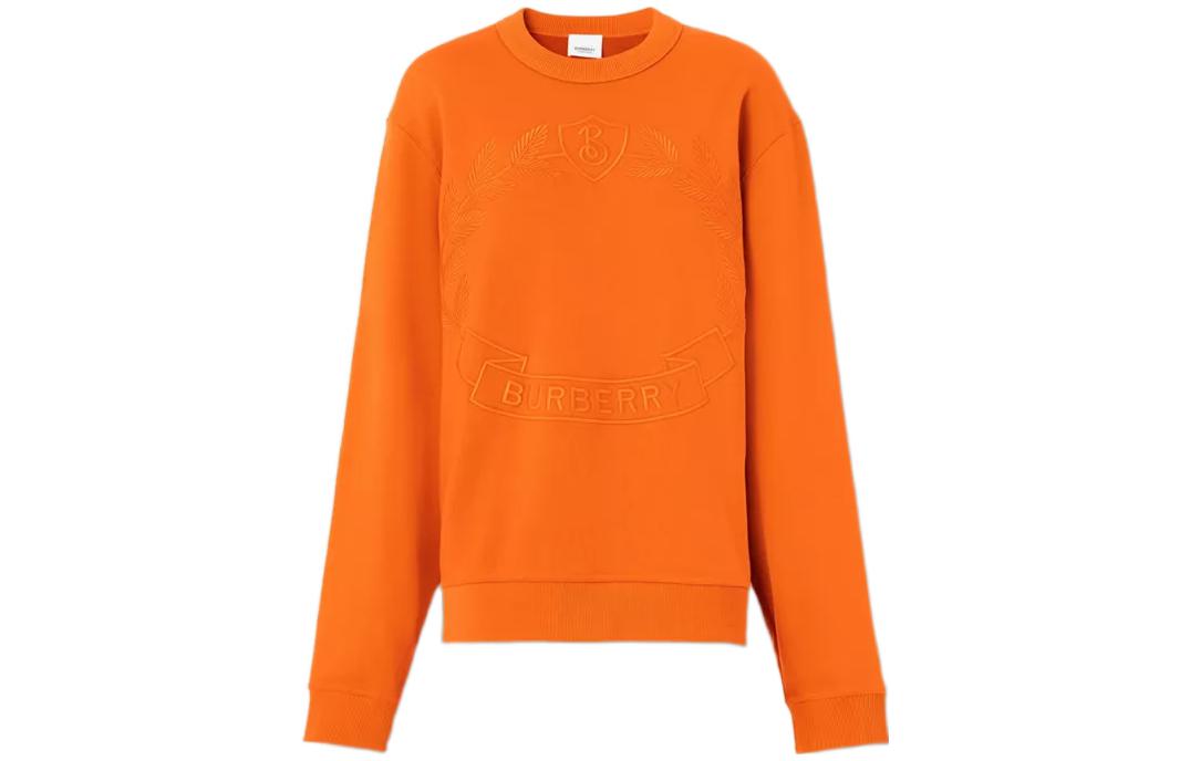 (Women) Burberry FW22 Embroidered Oak Leaf Crest Sweatshirt Orange 80621761