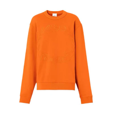 (Women) Burberry FW22 Embroidered Oak Leaf Crest Sweatshirt Orange 80621761
