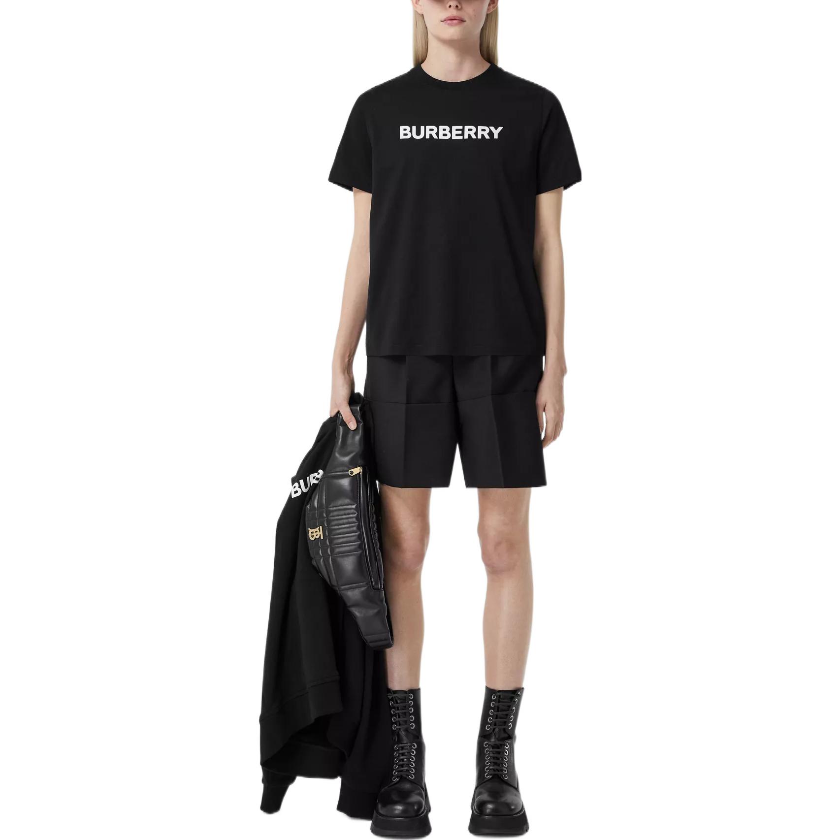 Details for (W) Burberry FW22 Baju-T Lengan Pendek Hitam Logo Cetak Huruf. 80552511