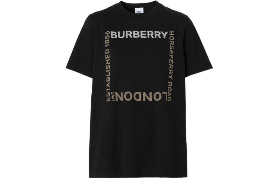 (Women) Burberry FW22 Letter Print Crew Neck Straight Fit T-Shirt  Black 80560481 圖 2