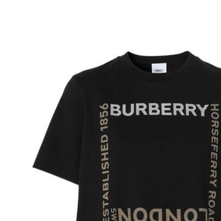 (Women) Burberry FW22 Letter Print Crew Neck Straight Fit T-Shirt  Black 80560481 圖 3