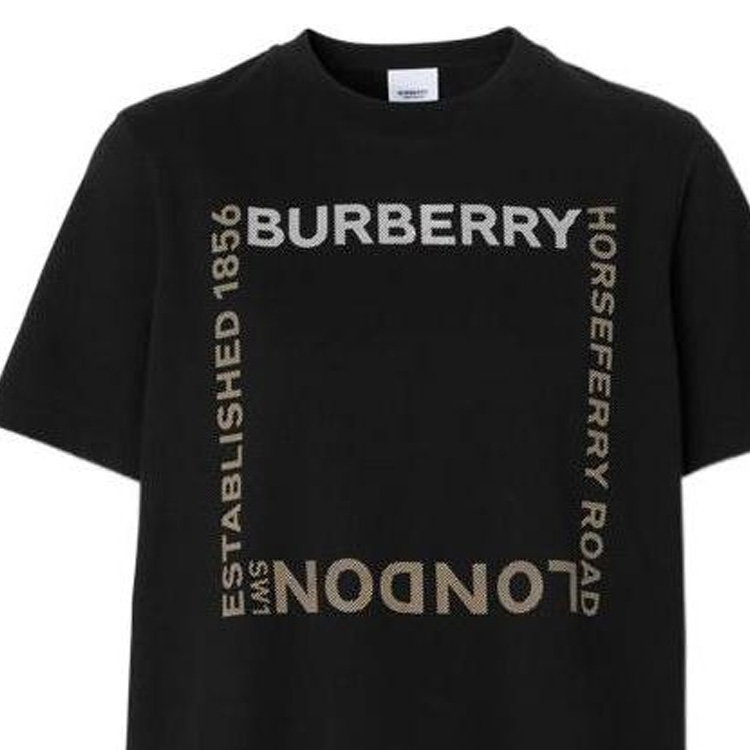 (Women) Burberry FW22 Letter Print Crew Neck Straight Fit T-Shirt  Black 80560481 圖 7