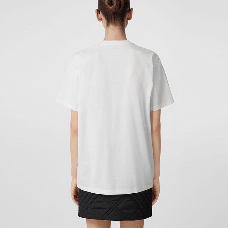 (Women) Burberry FW22 Letter Print Loose Fit Crewneck T-Shirt Women White. 80620691 圖 4
