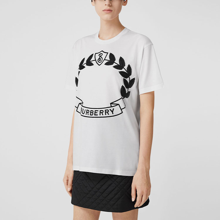 (Women) Burberry FW22 Letter Print Loose Fit Crewneck T-Shirt Women White. 80620691 圖 5