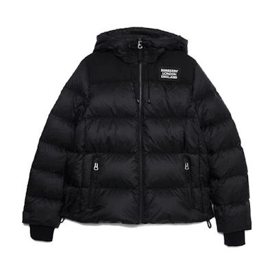 (Women) Burberry FW22 Logo Navy Blue Down Jacket Thick Long-Sleeve Zip-Up 80463301