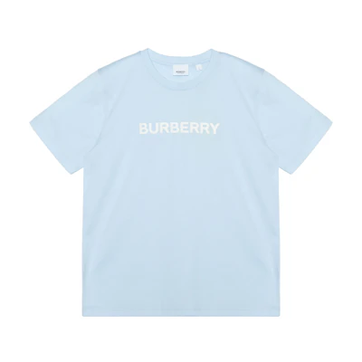 (Women) Burberry FW22 Logo Print Crewneck Oversized Blue T-Shirt for Women. 80635811