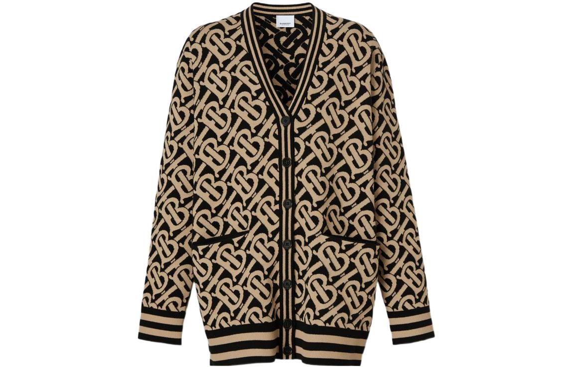 (Women) Burberry FW22 Monogram Jacquard Wool Sweater  Black. 80584061