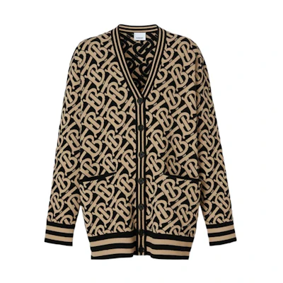(Women) Burberry FW22 Monogram Jacquard Wool Sweater Black. 80584061