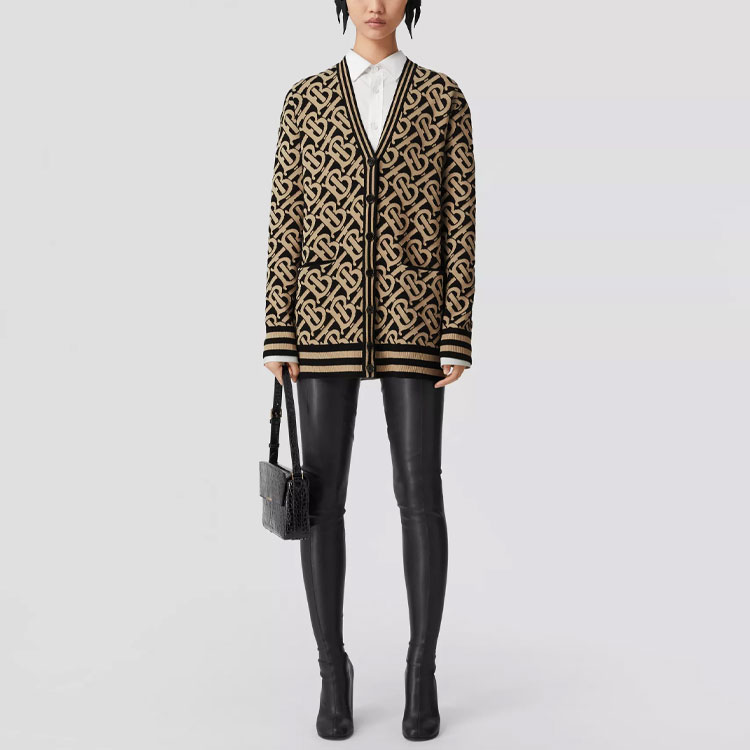 (Women) Burberry FW22 Monogram Jacquard Wool Sweater  Black. 80584061 圖 3
