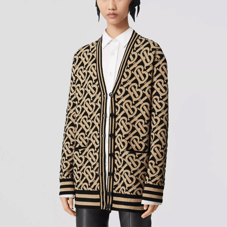 (Women) Burberry FW22 Monogram Jacquard Wool Sweater  Black. 80584061 圖 4