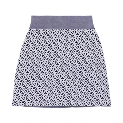 (Women) Burberry FW22 Monogram Print Short Skirt Women Blue 80584041