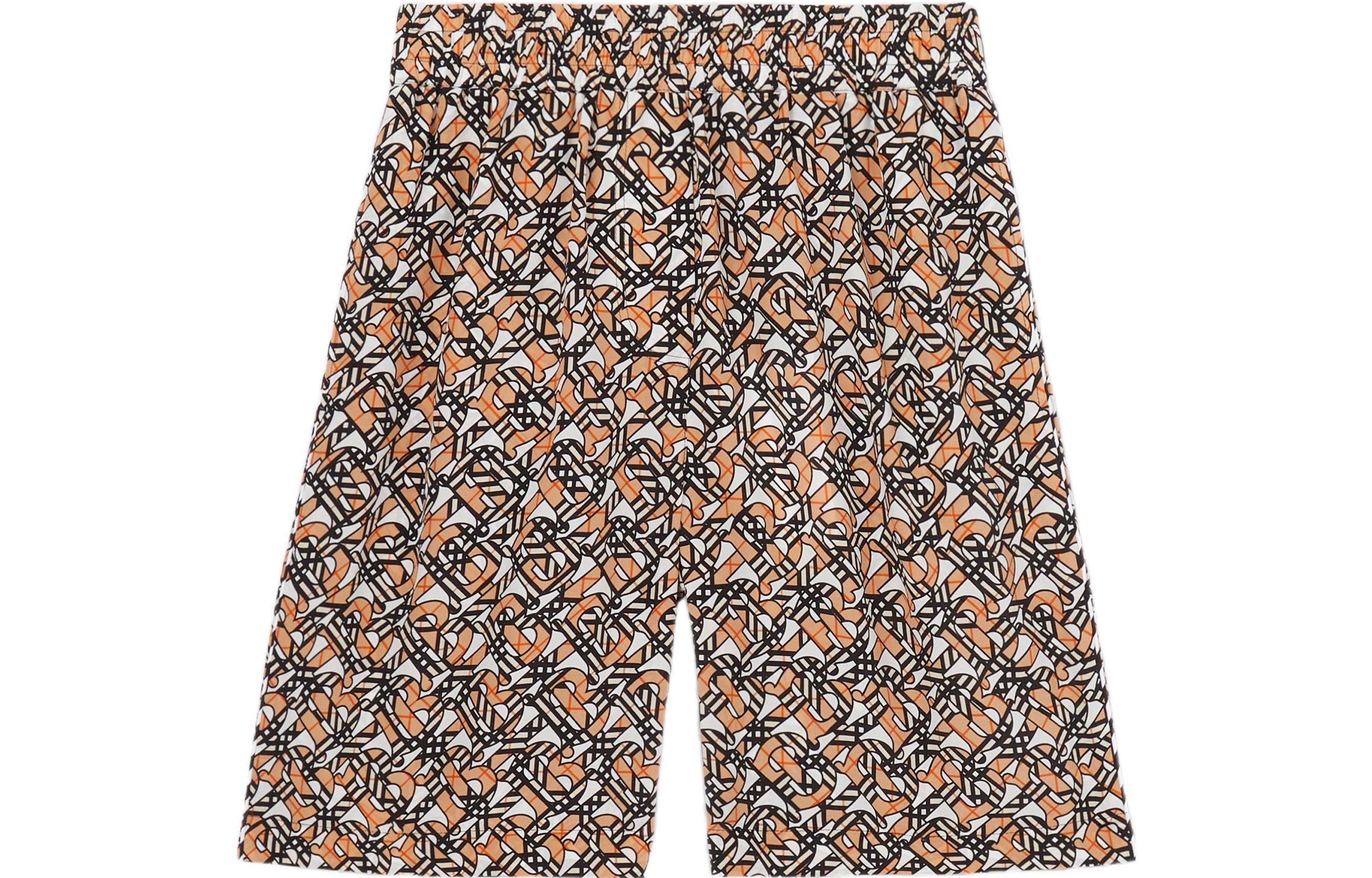 (Women) Burberry FW22 Monogram Print Silk Casual Shorts  Brown. 80572001